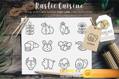 CreativeMarket 50%OFF Rustic Cuisine: Food Icons 1226912