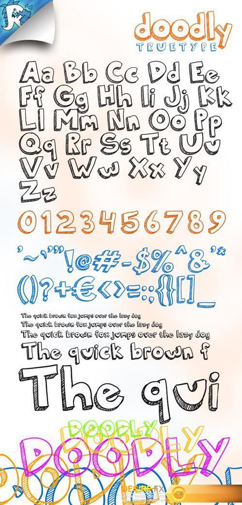 Doodly TrueType - Awesome doodle font 114161