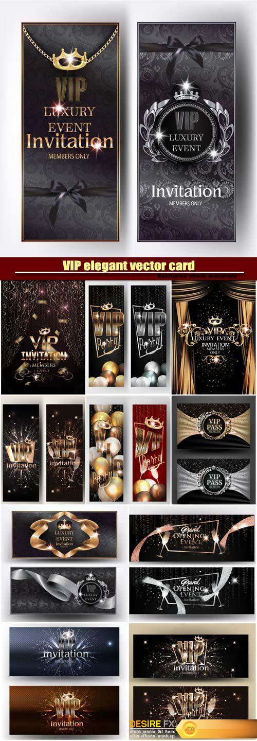 VIP elegant vector card, party invitation banners
