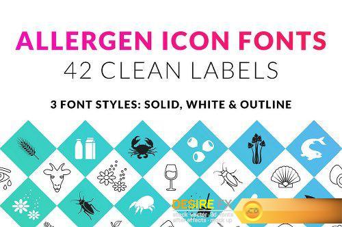 CreativeMarket Food & Allergen Icon Font Set 1160142