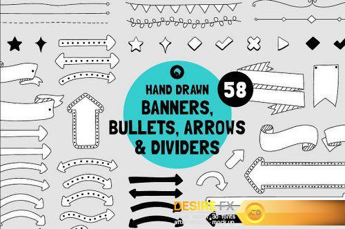CreativeMarket Hand Drawn Banners Arrows Dividers 1170882