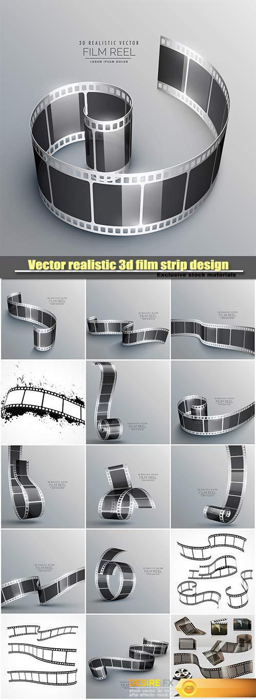 Vector realistic 3d film strip design