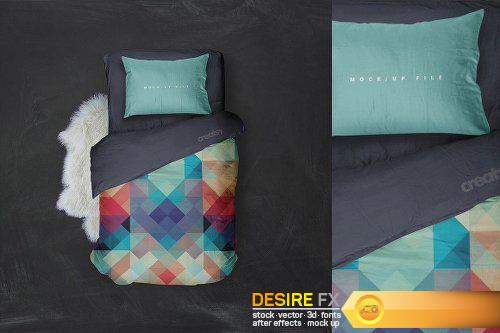 CreativeMarket Single Bed Bedding Mockup 1152524