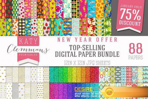 CreativeMarket JANUARY SALE!! Digital paper bundle 1152257