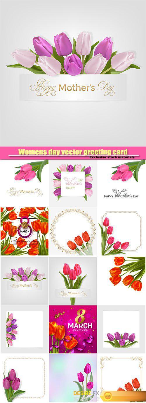Womens day vector greeting card, tulip, 8 march vector