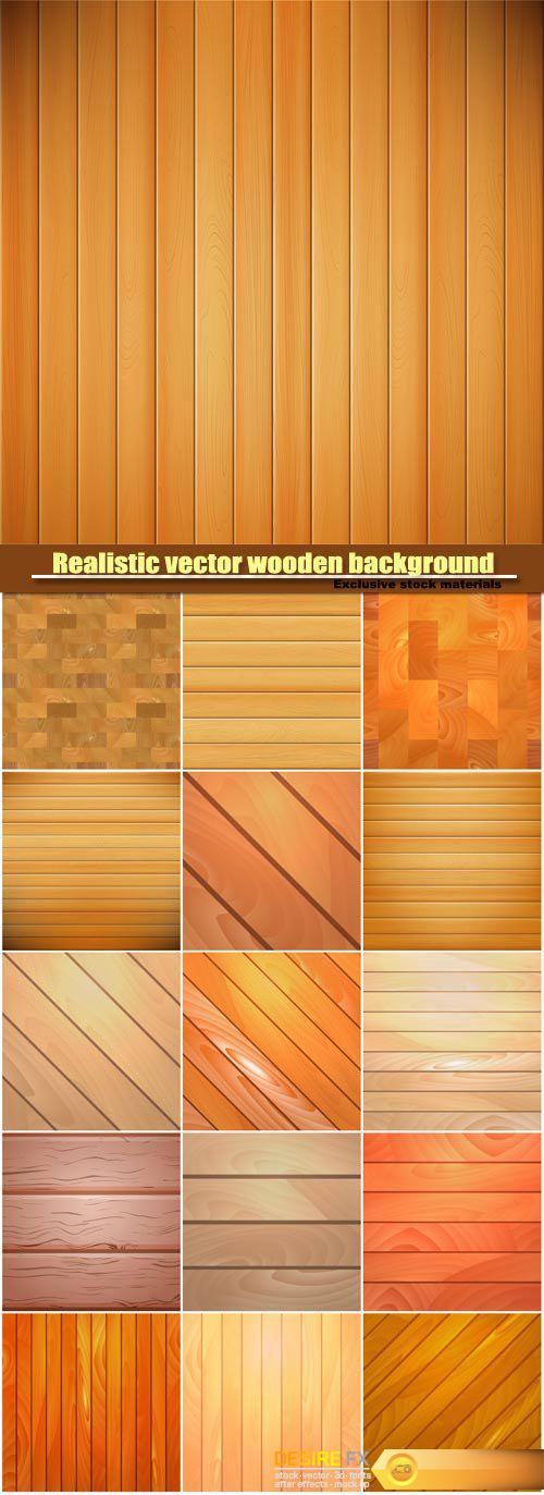 Realistic vector wooden background, template for design