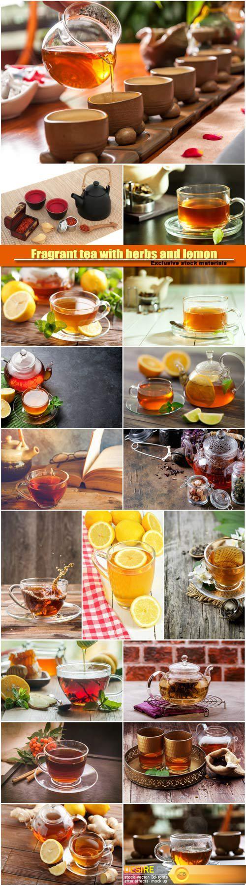 Fragrant tea with herbs and lemon