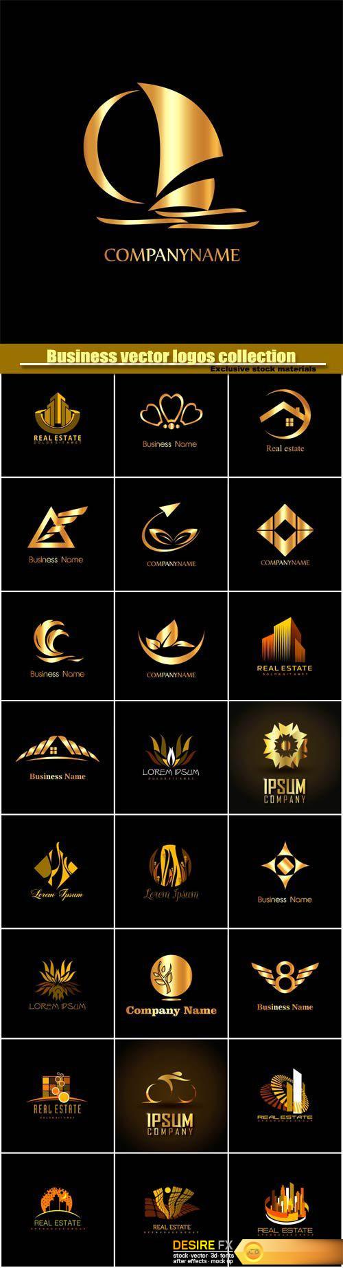 Business vector logos templates, creative gold figure icon