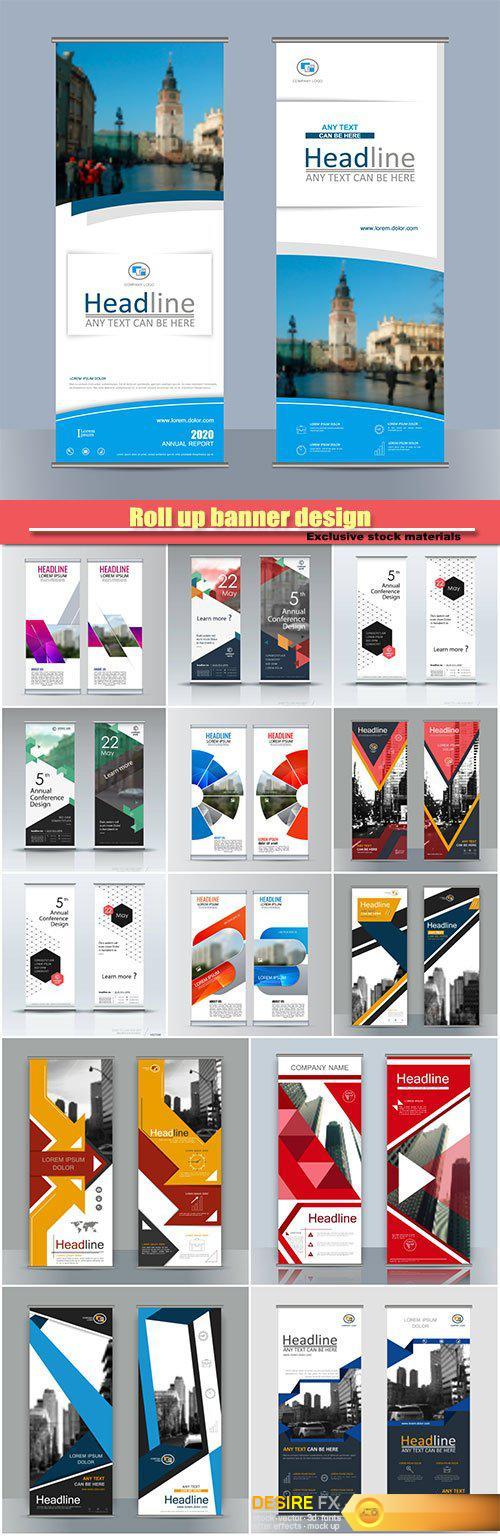 Roll up banner design, brochure flyer vertical template