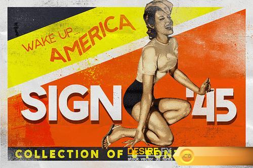 Sign45 - Stamped font