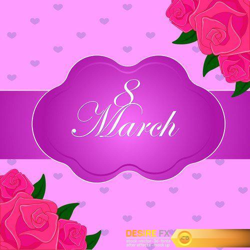 Greeting card 8 march Women's day 8X EPS