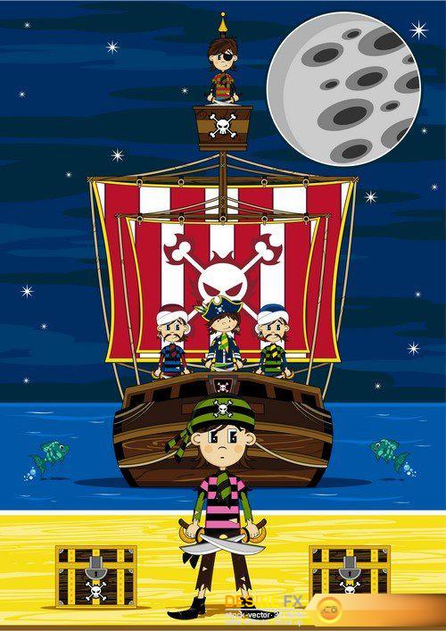 Captain Pirate and Ship 11X EPS