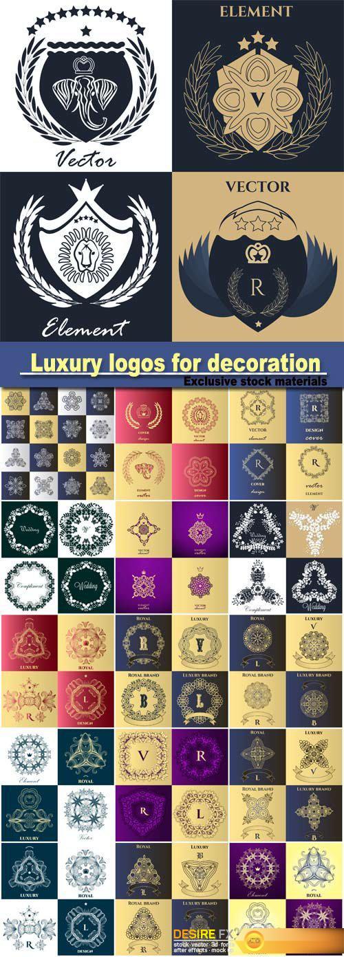 Luxury logos for decoration, victorian style, for boutiques, restaurants, hotel