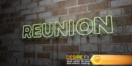 Glowing Neon Sign on stonework wall - 3D rendered  #2 30X JPEG