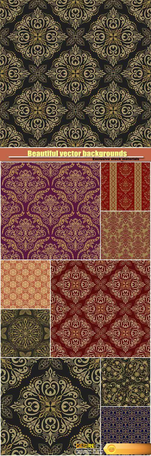 Beautiful vector backgrounds with patterns and ornaments