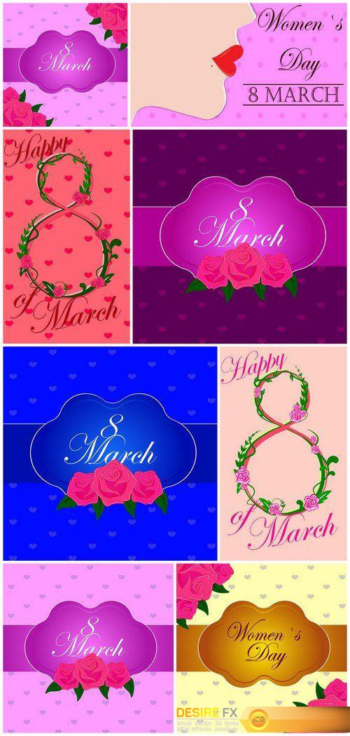 Greeting card 8 march Women's day 8X EPS