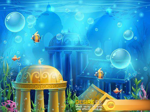 Underwater World - level game map #2 6X EPS