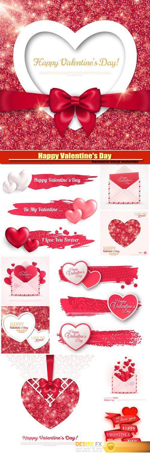Happy Valentine's Day vector, hearts, romance, love #6
