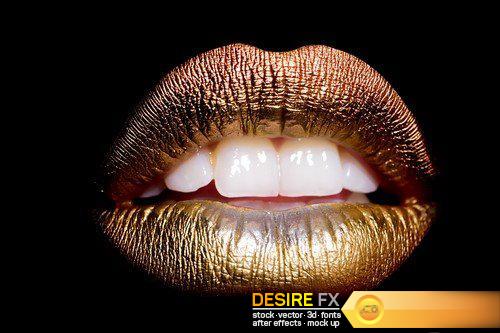 Lips with tongue on black background white teeth 13X JPEG