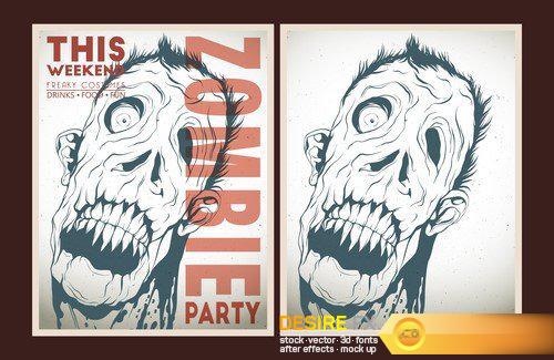 Zombie party placard set 9X EPS