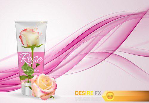 Hand Cream Template for Ads or Magazine Background 3D Vector Illustration 15X EPS