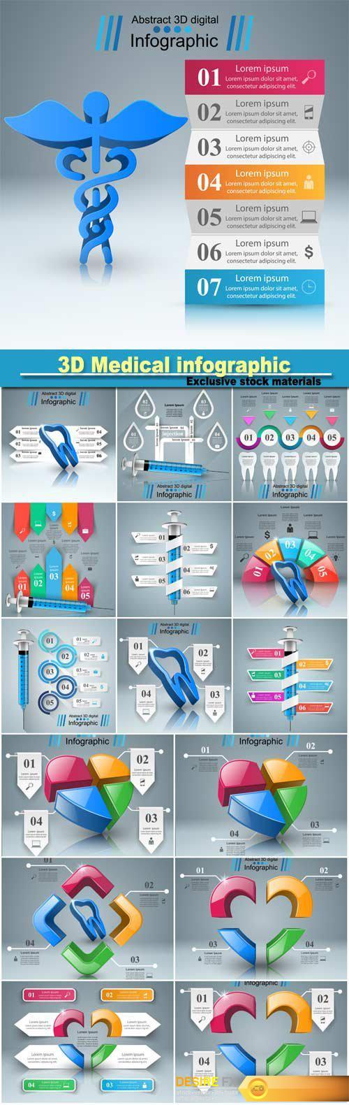 Business Infographics, health icon, 3D Medical infographic