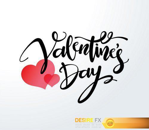 Happy Valentines Day Card Calligraphic Poster 6X EPS