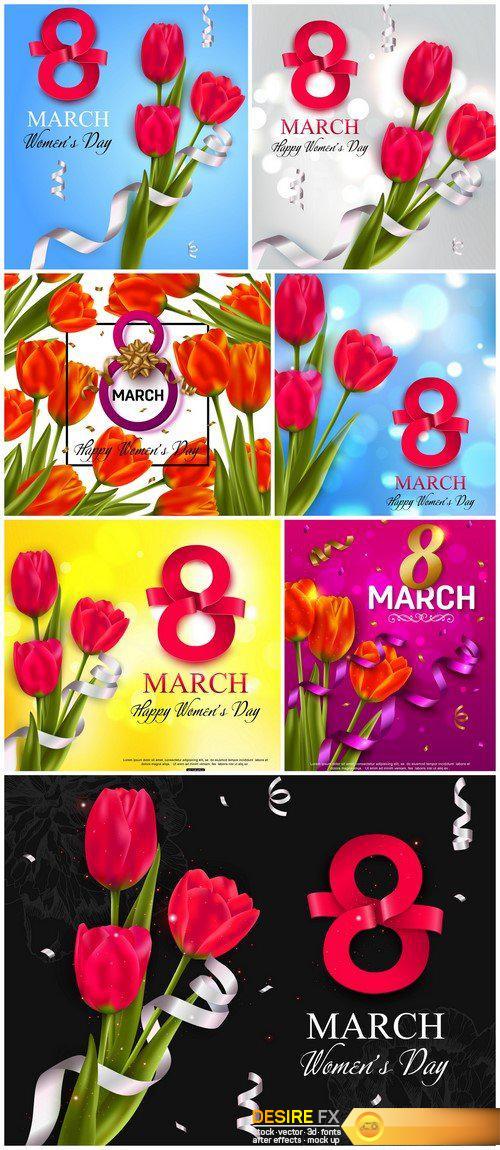 Greeting card 8 march vector illustration 7X EPS