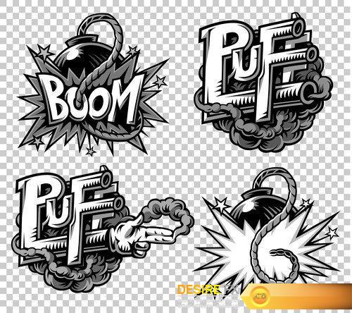 Vector set of comics icons Explosion bubbles 8X EPS