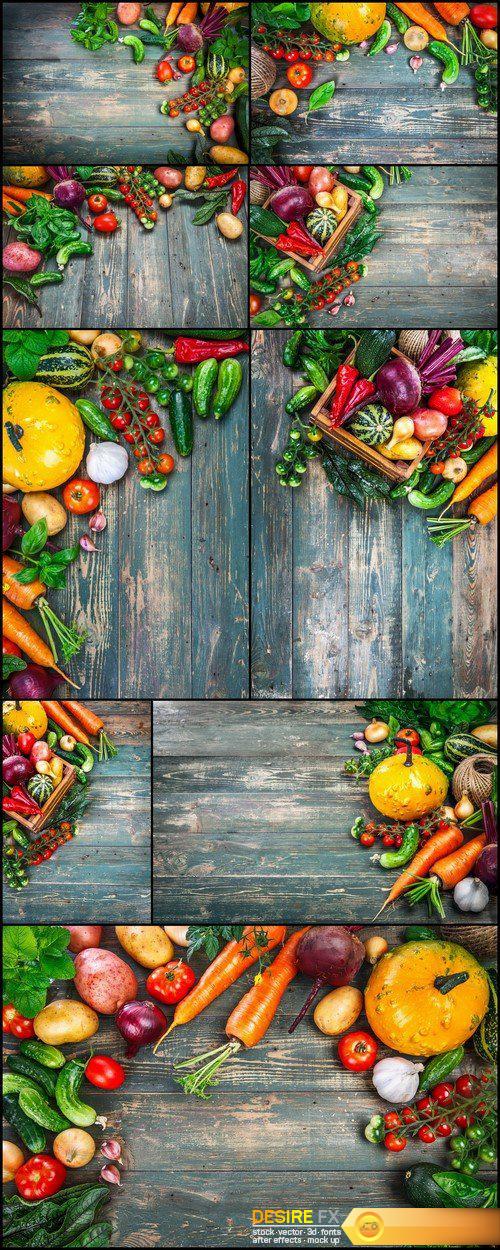 Fresh vegetables on a wooden background 9X JPEG