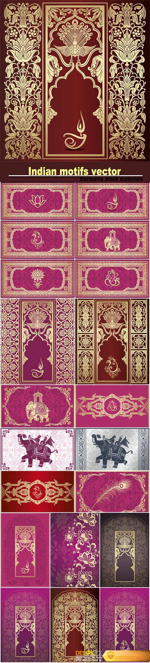 Beautiful Indian motifs vector, patterns and ornaments