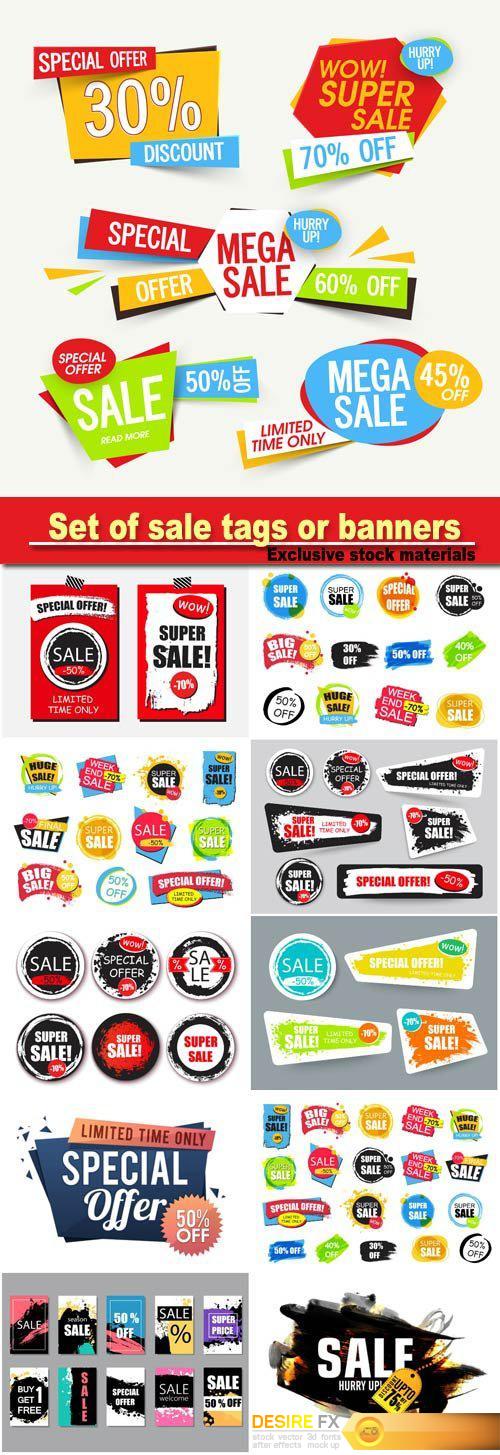 Set of sale tags or banners