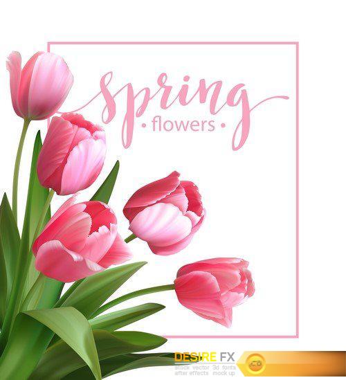 Decorative watercolor spring flower 9X EPS