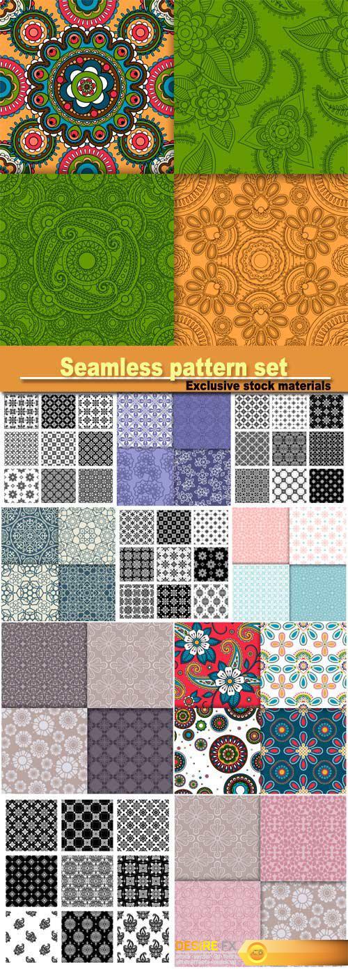 Indian colorful floral pattern, seamless pattern set
