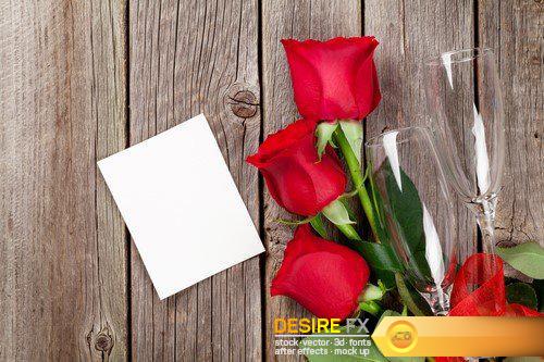 Valentines day red roses and champagne 15X JPEG
