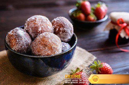 Bomboloni - Italian doughnuts stuffed with strawberry jam 10X JPEG
