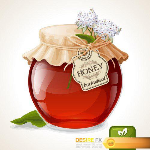 Honey and Jam set vector illustration 13X EPS