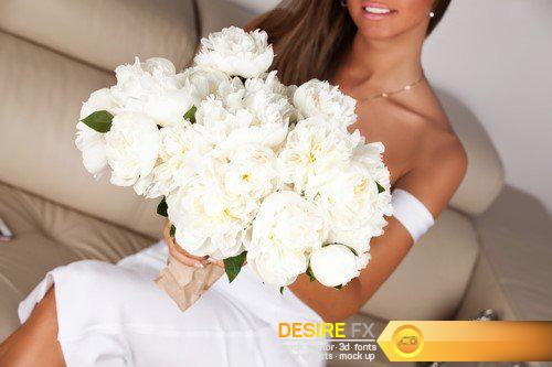 Couple hands holding Flowers garland of white Plumeria 7X JPEG