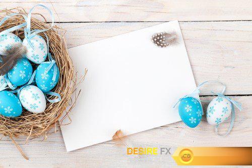 Colorful easter eggs, tulips and card 36X JPEG
