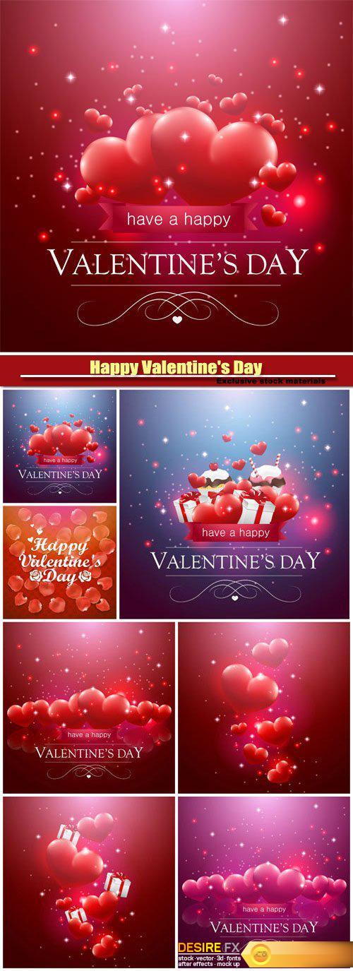 Happy Valentine's Day vector, beautiful backgrounds with hearts