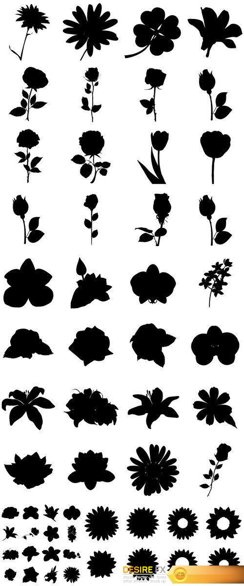 Silhouettes Flowers 5X EPS
