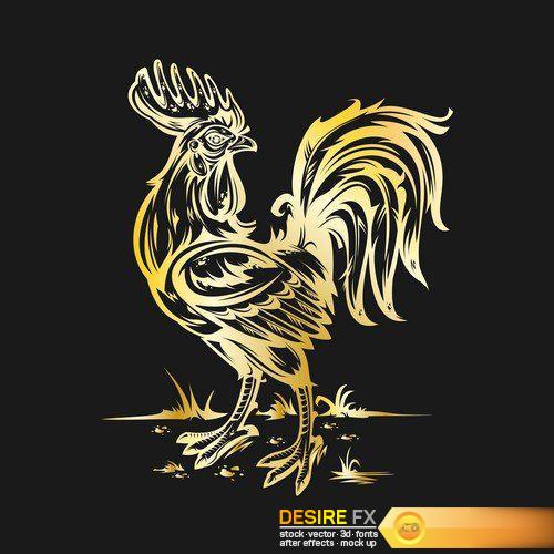 Vector color illustration of a rooster 2017 13X EPS
