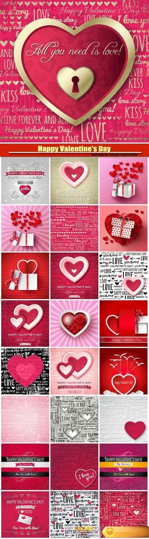 Happy Valentine's Day vector, hearts, romance, love #9