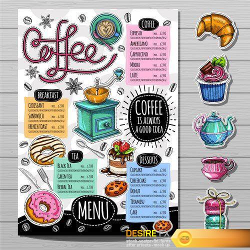 Coffee shop menu 16X EPS