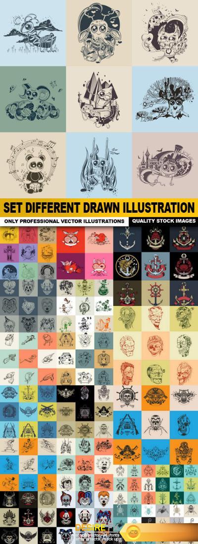 Set Different Drawn Illustration - 20 Vector
