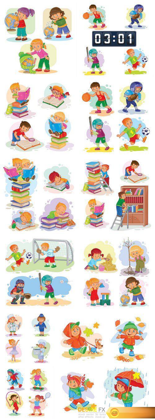 Set of vector icons of small children  11X EPS