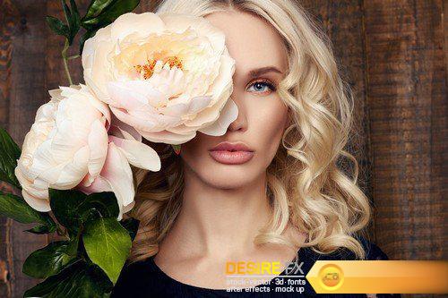 Beautiful blonde girl with flower 18X JPEG