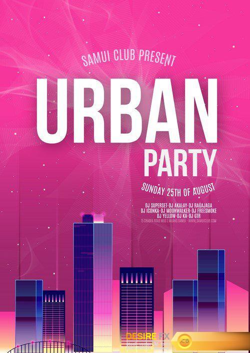 Urban Dance Party Poster Background Template - Vector Illustration #1 15X EPS