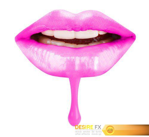 Colorful female lips isolated on white 18X JPEG