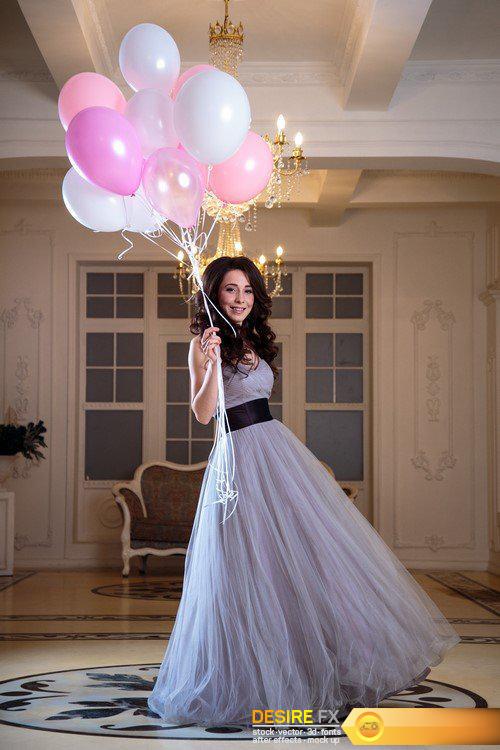 Beautiful brunette with a balloon 6X JPEG